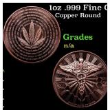 1oz .999 Fine Copper Bullion Round - Marijuana Sla