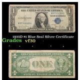 1935D $1 Blue Seal Silver Certificate Grades vf++