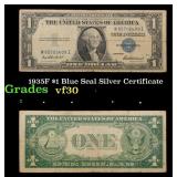1935F $1 Blue Seal Silver Certificate Grades vf++