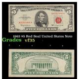 1963 $5 Red Seal United States Note Grades vf++