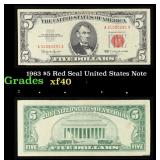 1963 $5 Red Seal United States Note Grades xf