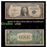 1935C $1 Blue Seal Silver Certificate Grades vf++