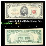 1963 $5 Red Seal United States Note Grades xf