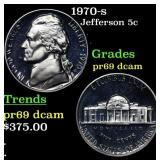 1970-s Proof Jefferson Nickel 5c Grades GEM++ Proo
