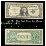 1957B $1 Blue Seal Silver Certificate Grades vf++