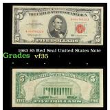 1963 $5 Red Seal United States Note Grades vf++