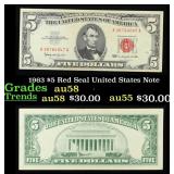 1963 $5 Red Seal United States Note Grades Choice