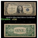 1935E $1 Blue Seal Silver Certificate Grades vf++