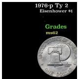 1976-p Ty 2 Eisenhower Dollar 1 Grades Select Unc
