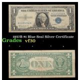 1957B $1 Blue Seal Silver Certificate Grades vf++