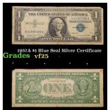 1957A $1 Blue Seal Silver Certificate Grades vf+