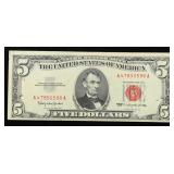 1963 $5 Red Seal United States Note Grades xf