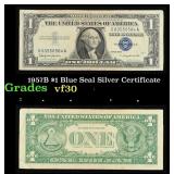 1957B $1 Blue Seal Silver Certificate Grades vf++