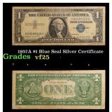 1957A $1 Blue Seal Silver Certificate Grades vf+