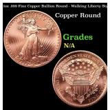 1oz .999 Fine Copper Bullion Round - Walking Liber