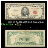 1963 $5 Red Seal United States Note Grades vf++