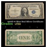 1935D $1 Blue Seal Silver Certificate Grades vf++