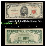 1963 $5 Red Seal United States Note Grades vf++