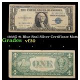 1935G $1 Blue Seal Silver Certificate Grades vf++