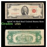 1953C $2 Red Seal United States Note Grades vf+