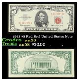 1963 $5 Red Seal United States Note Grades Select