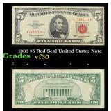 1963 $5 Red Seal United States Note Grades vf++