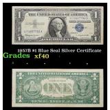1957B $1 Blue Seal Silver Certificate Grades xf