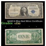 1935D $1 Blue Seal Silver Certificate Grades vf++
