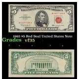 1963 $5 Red Seal United States Note Grades vf++