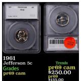 1961 Proof Jefferson Nickel 5c pr69 cam SEGS