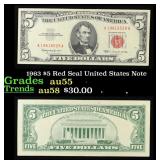1963 $5 Red Seal United States Note Grades Choice