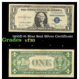 1935D $1 Blue Seal Silver Certificate Grades vf++