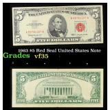 1963 $5 Red Seal United States Note Grades vf++