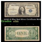 1935G $1 Blue Seal Silver Certificate Grades vf++