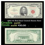 1963 $5 Red Seal United States Note Grades Select