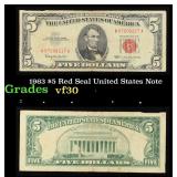 1963 $5 Red Seal United States Note Grades vf++