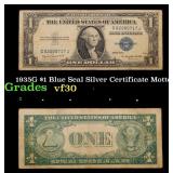 1935G $1 Blue Seal Silver Certificate Grades vf++
