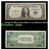 1935G $1 Blue Seal Silver Certificate Grades xf+ M