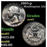 1965-p Washington Quarter 25c Grades GEM++ Unc