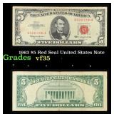 1963 $5 Red Seal United States Note Grades vf++