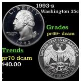 1993-s Proof Washington Quarter 25c Grades GEM++ P