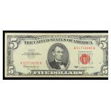 1963 $5 Red Seal United States Note Grades xf