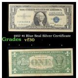 1957 $1 Blue Seal Silver Certificate Grades vf++