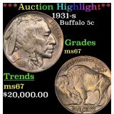 *Highlight* 1931-s Buffalo Nickel 5c ms67 SEGS (fc