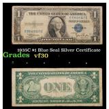 1935C $1 Blue Seal Silver Certificate Grades vf++