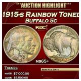 IO 1915-s Buffalo Nickel Rainbow Toned 5c ms65+ SE