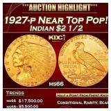 IS 1927-p Gold Indian Quarter Eagle Near Top Pop!