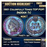 1901 Proof Indian Cent Colorfully Toned TOP POP! 1
