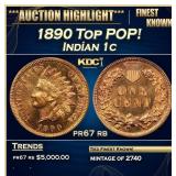 IO 1890 Proof Indian Cent Top POP! 1c pr67 rb SEGS