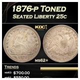 IS 1876-p Seated Liberty Quarter Toned 25c ms62+ U